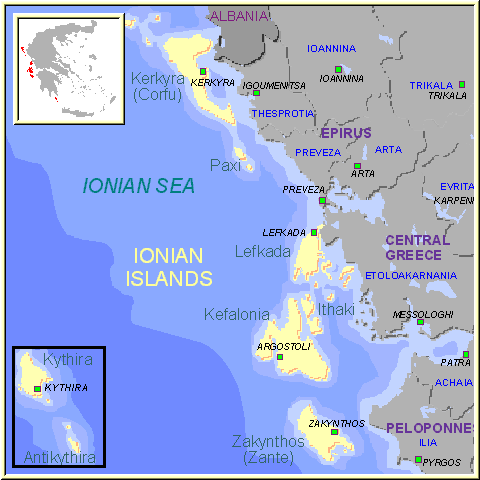 map of Ionian Islands- map of greece